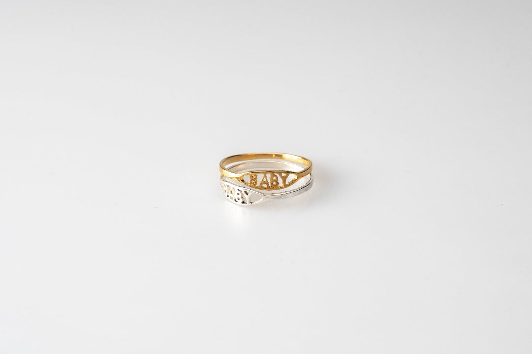 Juego de anillos baby base plata y baño de oro